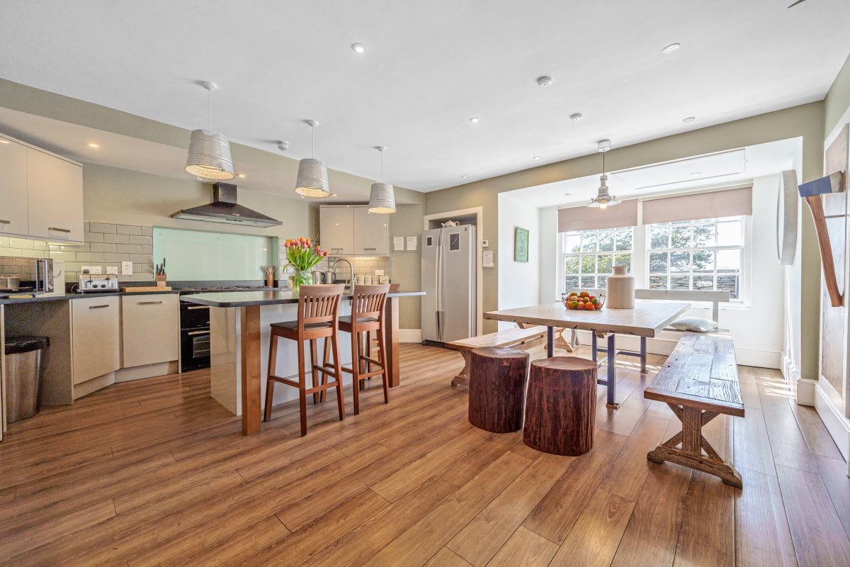 The designer kitchen with central island unit.